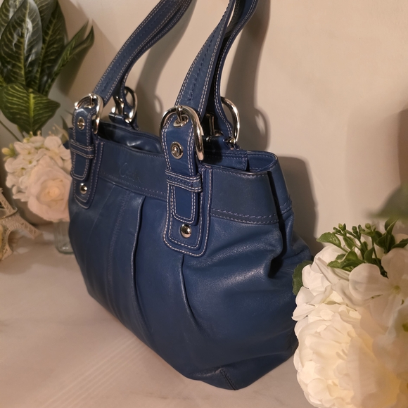 Coach Blue Leather Tote Bag - Picture 5 of 7
